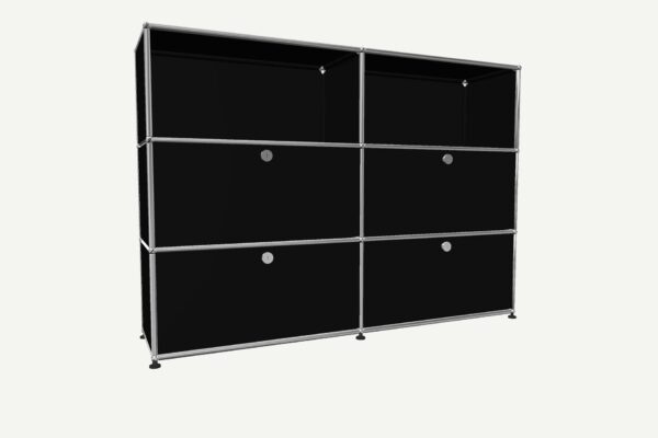 USM Haller Sideboard stahlblau mit 4 Klappen und 2 Fächer vorne offen