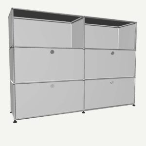 USM Haller Sideboard stahlblau mit 4 Klappen und 2 Fächer vorne offen