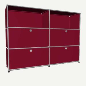 USM Haller Sideboard stahlblau mit 4 Klappen und 2 Fächer vorne offen