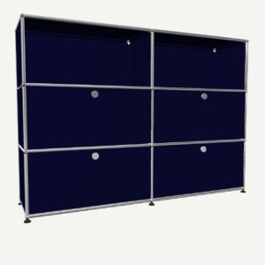 USM Haller Sideboard stahlblau mit 4 Klappen und 2 Fächer vorne offen