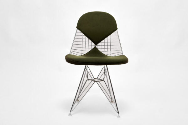 Vitra Wire Chair DKR Stoff olivgrün Ansicht von vorne