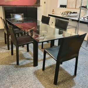 Cassina Le Corbusier LC6 Glas Esstisch & 6x Cab 412