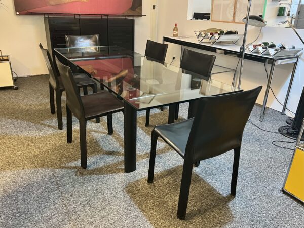 Cassina Le Corbusier LC6 Glas Esstisch & 6x Cab 412