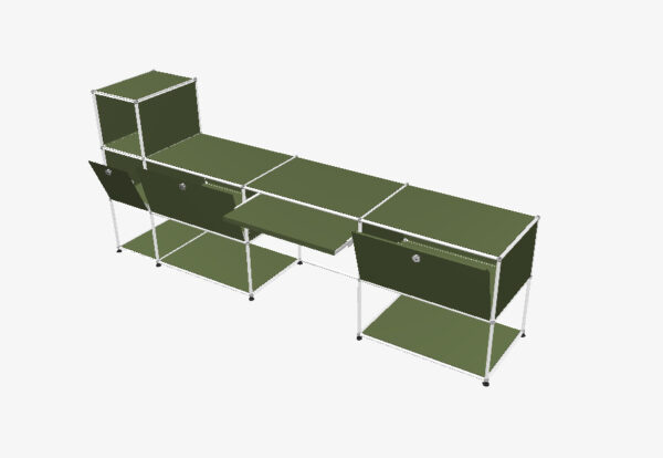 USM Haller Sideboard mit integriertem Arbeitsplatz olivgrün CAD Zeichnung