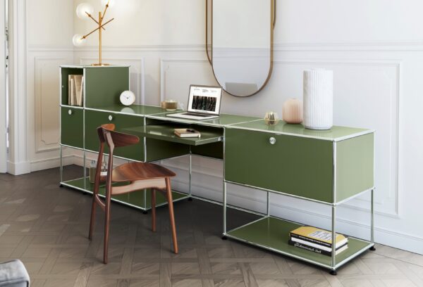 USM Haller Sideboard mit integriertem Arbeitsplatz olivgrün Zoom